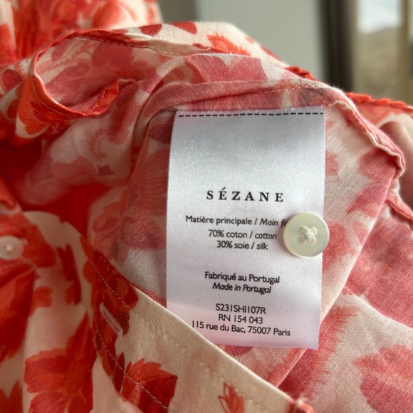 Sézane Pierro Shirt in Coral Botanical Print - Picture 4 of 4